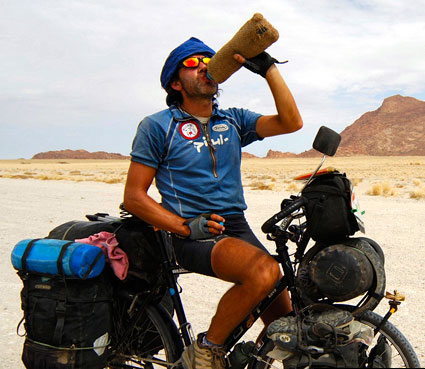 Spiuk cyclist wearing sports prescription sunglasses in the desert