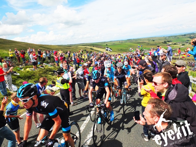 Tour De France - Picture of Sky's team ascent up Holme Moss with home crowd support