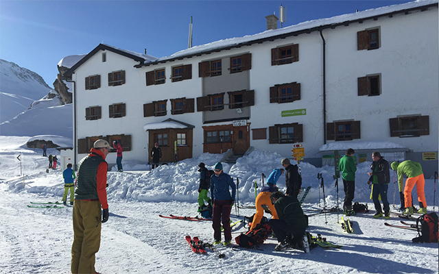 Preparing for skinning outside the Heidleberger hut