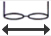 Glasses graphic with number below in mm represents the frame width for the sports protective glasses
