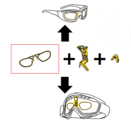 Rudy Project Guardian sunglasses clip-in optical insert conversion for ski-goggles