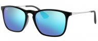 Ray Ban Sunglasses RB4187 CHRIS 601/55 Black Blue Flash Mirror